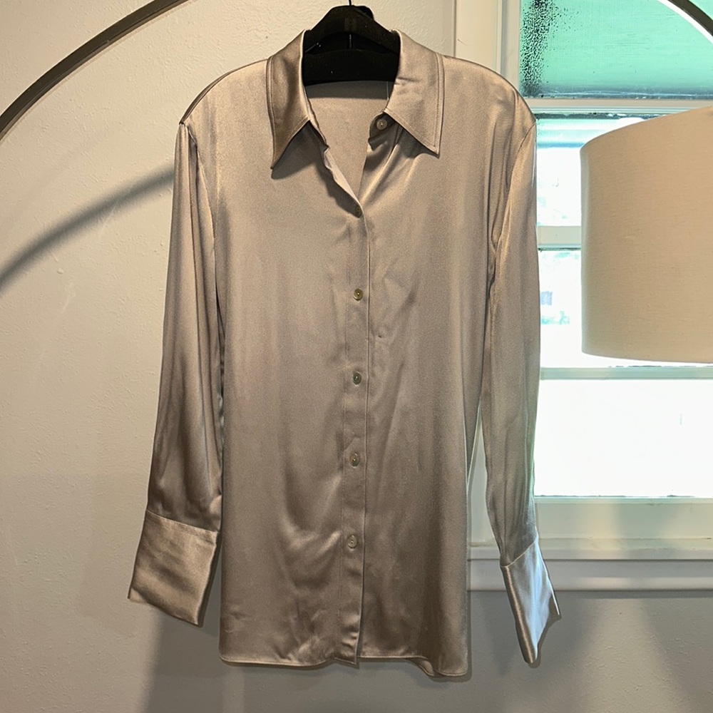 Vince Relaxed Long Sleeve Tie-Back Shirt M